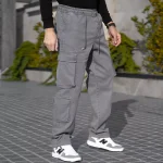 شلوار اسلش مردانه کارگو خاکستری کد 28694 - Image 4